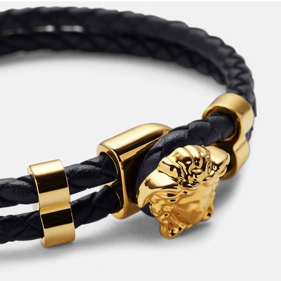 Versace Medusa Braided Leather Bracelet - Picture 2 of 3